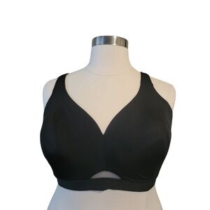 Cacique Lightly Lined No-Wire Bra Womens 44D Black Excellent Wireless Plunge